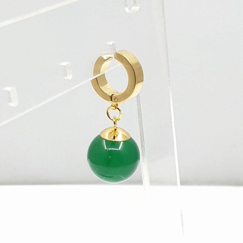 Pendientes de Bola de Dragón de Anime Vintage Unisex, con incrustaciones de ágata verde, perlas redondas, Goku, amarillo, para hombres y mujeres