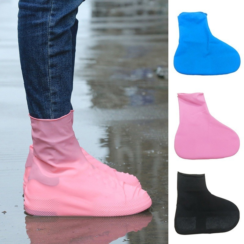 Overshoes ลื่นแบบพกพาครอบคลุมยืดหยุ่นที่สวมนิ้วสวมใส่ Rain Protector กันน้ำ