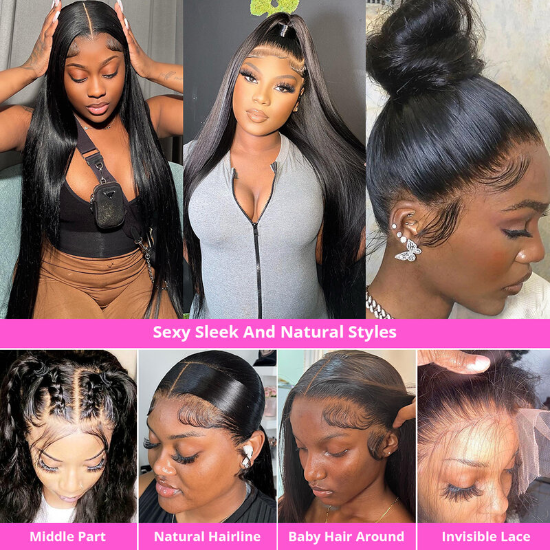 360 Full Lace Frontal Wig Human Hair Wigs Brazilian Straight 13x4 Lace Front Human Hair Wigs For Women PrePlucked Glueless Wig