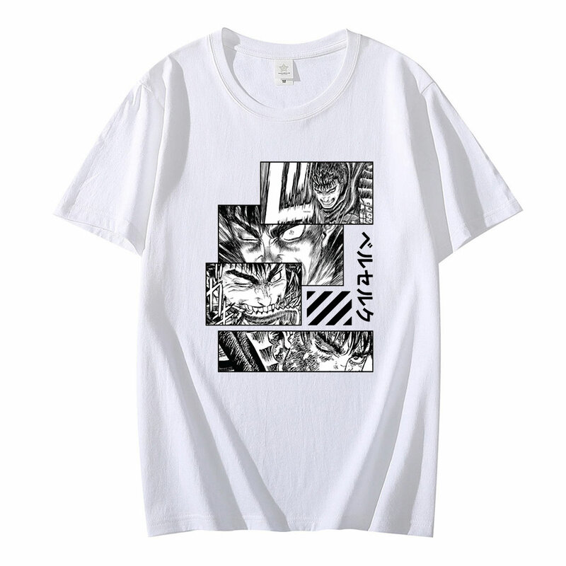 Koszulka hiphopowa w japońskim stylu Harajuku Y2K mężczyźni kobiety lato Casual koszulki Tshirt szermierz bestia Griffith koszulka z krótkim rękawem topy