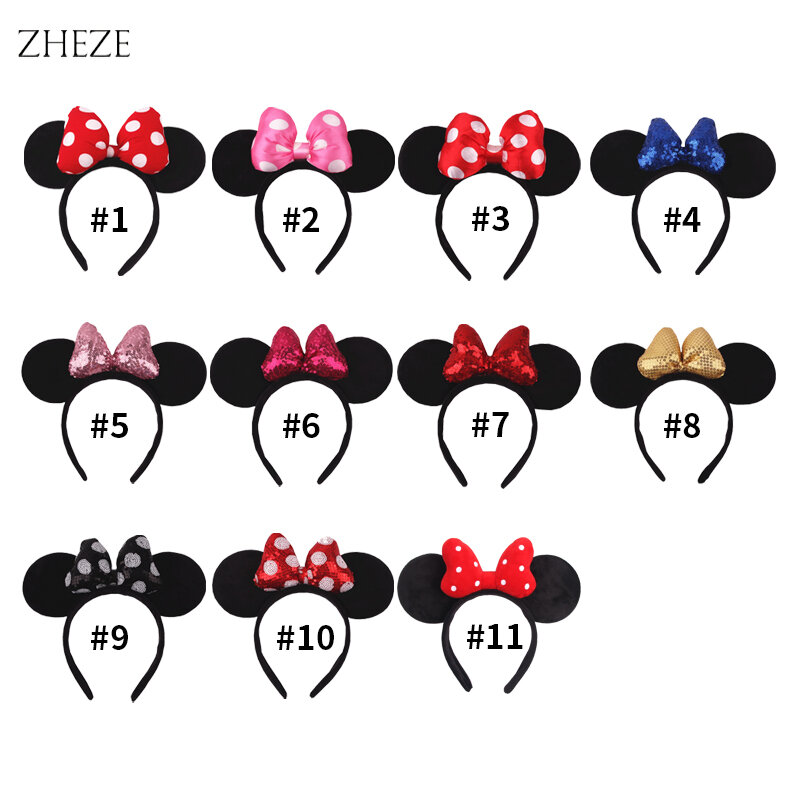 ZHEZE 2022 Trendy Mouse Ears Headband For Women Classic 5''Dot Bow Girls Hairband Hot Sales Festival Travel DIY Hair Accessories