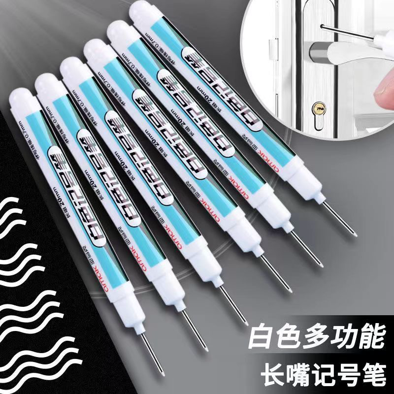 1/4 Pcs/Set White Long Head Markers Bathroom Woodworking Decoration Multi-purpose Deep Hole Marker Pens Red/Black/Blue/Green Ink