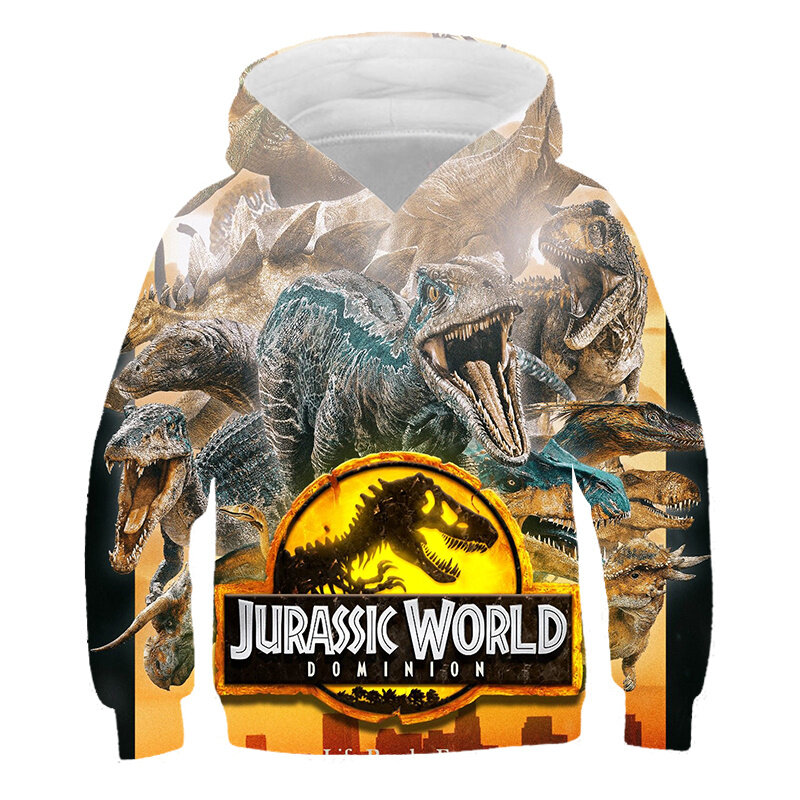 Jurassic Dominion World เด็กทารก Cool Hoodie การ์ตูนเสื้อเด็กเสื้อผ้าฤดูใบไม้ผลิฤดูใบไม้ร่วงเสื้อแจ็คเก็ตบางมี...