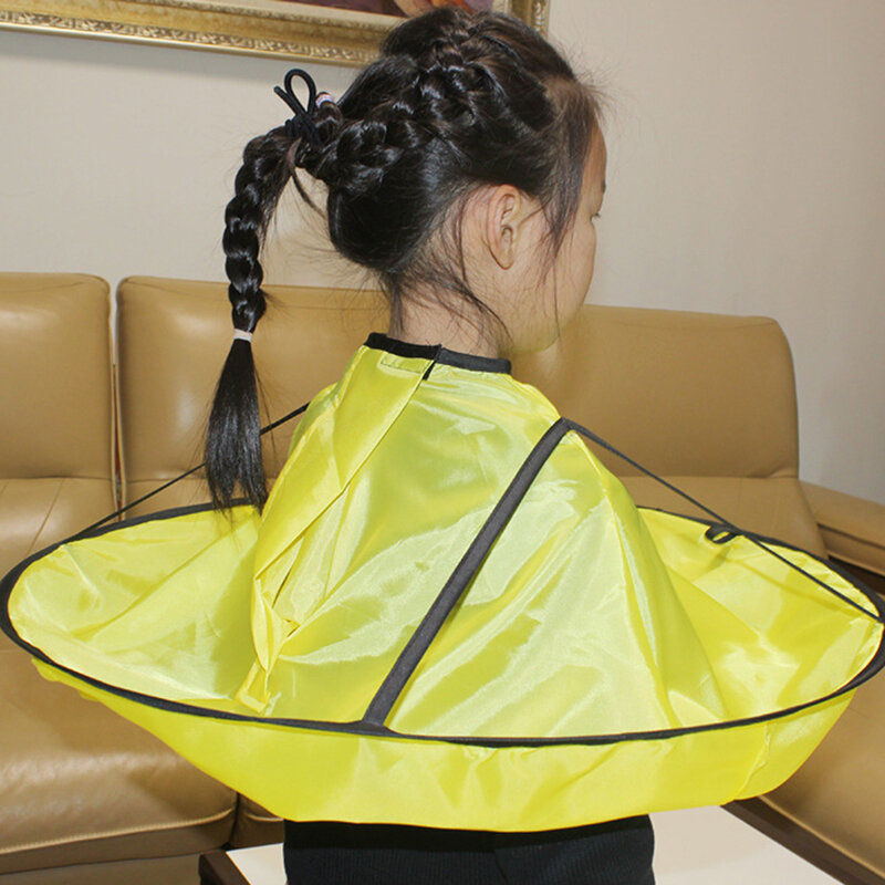 Capa de corte de pelo plegable para adultos y niños, capa de paraguas impermeable, bata de corte de pelo, accesorio de peinado para el hogar, 1 unidad