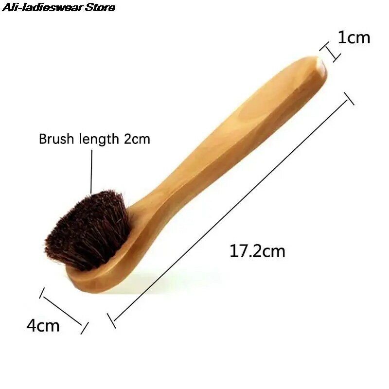Round Head Sneaker Brush Long-handled Horse Hair Shoe Brush For Leather Shoes Cleaning Brush Boot Polish Brush Brosse Chaussures