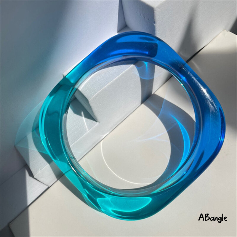 Bangle Summer Trendy Color Clear Wide Version Square Acrylic Resin Bracelet Women Girls Party Jewelry Girls Design Accessories