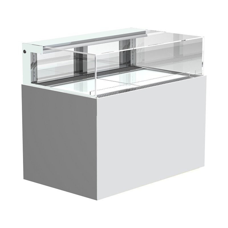 Vitrina refrigerada de vidrio transparente para panadería, vitrina comercial para exhibición de postres, pasteles y pastelería
