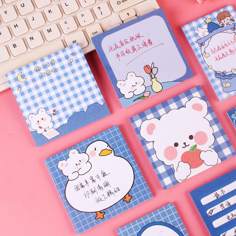 Korean Cute Cartoon Sticky Notes Girl Student Office Plan Notebook Message Stickers Stationery Memo Pads School Supplies Simple