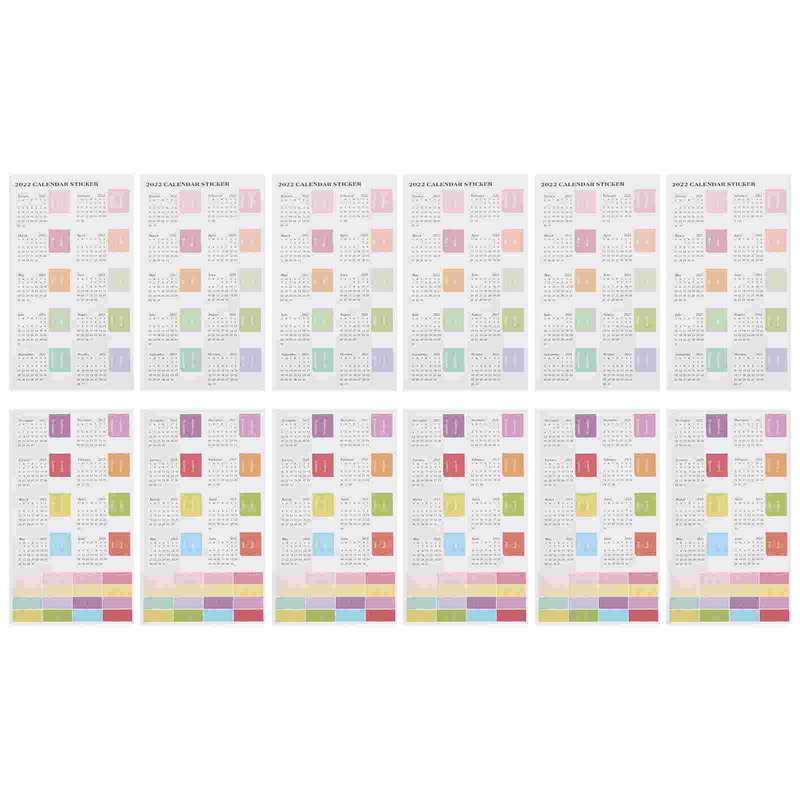 12Pcs schede calendario etichette pagina etichette categoria schede adesivi