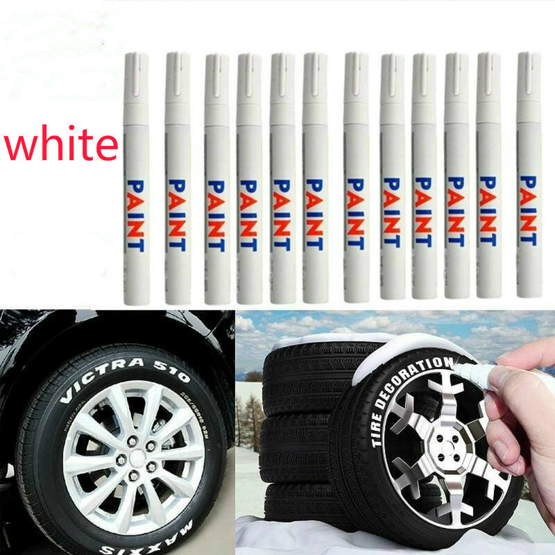 Rodadura de neumático de coche, pintura ambiental, marcador permanente de pintura de goma impermeable, color blanco, 3 uds.