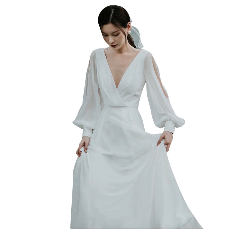 ETESANFIN الصيف فيماليز موري سلسلة فستان زفاف خفيف 2022 جديد الزفاف تنورة كبيرة الحجم و طويلة الأكمام يمكن غطاء الذراع