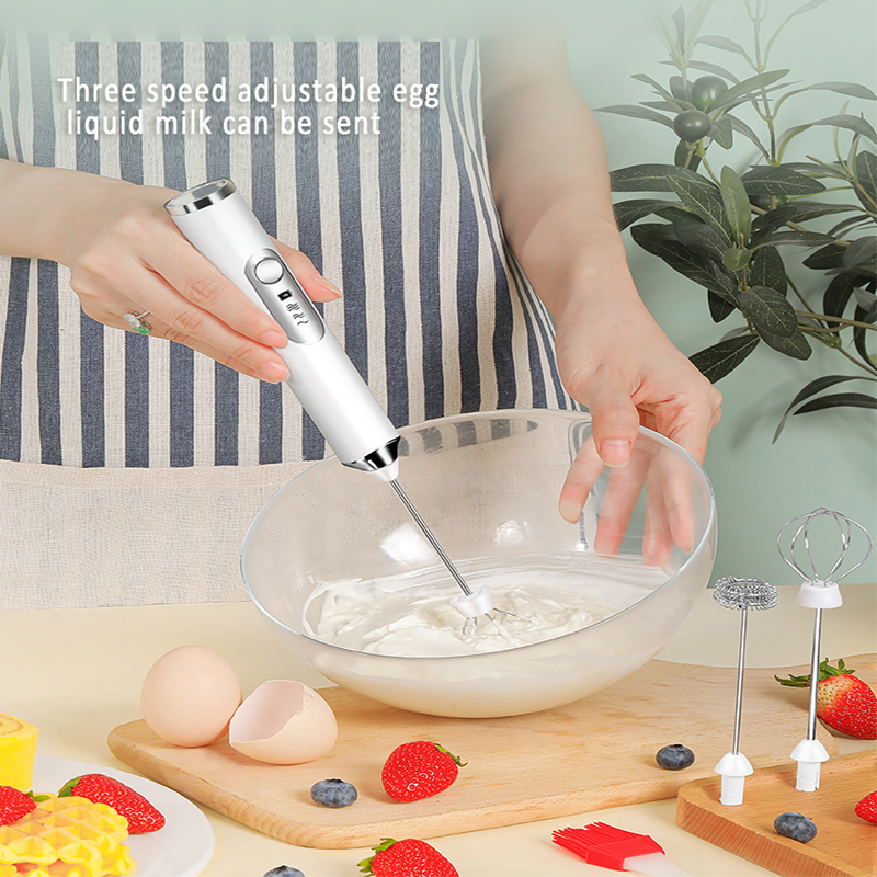 Rechargeable electric milk beater creative stainless steel kitchen egg beater coffee milk egg beater automatic milk powder mixer