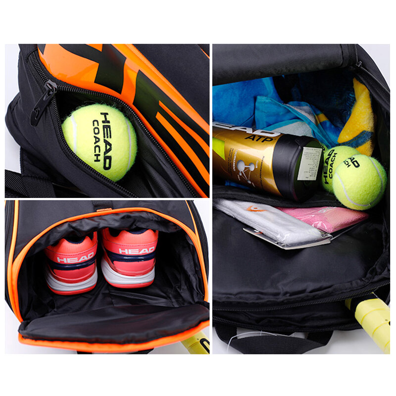 テニスやアウトドアスポーツ用のバッグ,ラケット用のプロのバックパック,オリジナルのテニスバッグ