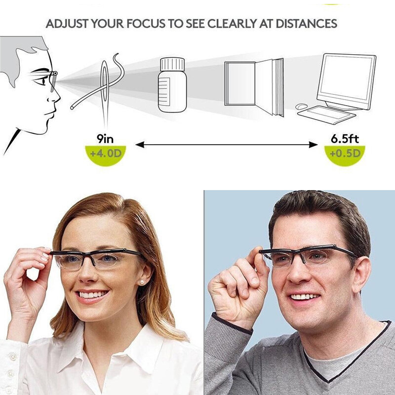 Gafas de lectura para miopía, lentes de enfoque ajustable de-6 a + 3 dioptrías, longitud Focal ajustable, envío directo