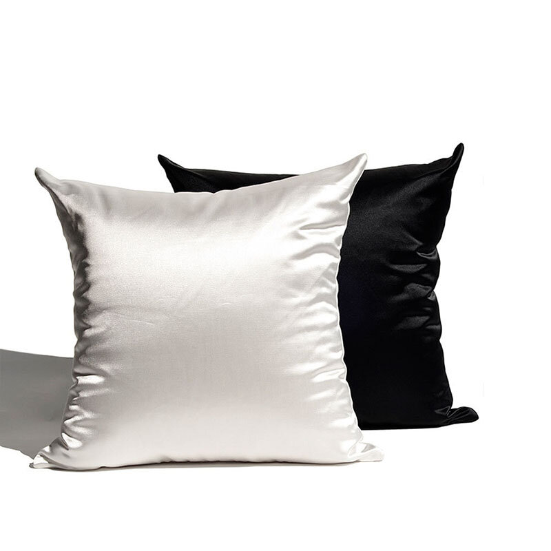 Satin Silk Pillowcase 50x50cm Decorative Sofa Cushion Cover Silk Pillow Case Sofa Couch Throw Pillows Cover Solid Cushion Cover