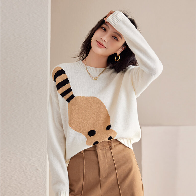 Wisher&Tong Women Sweaters Autumn Winter 2022 Long Sleeves O-neck Knitted Loose Sweater Pullover Casual Chic Tops Pull Femme