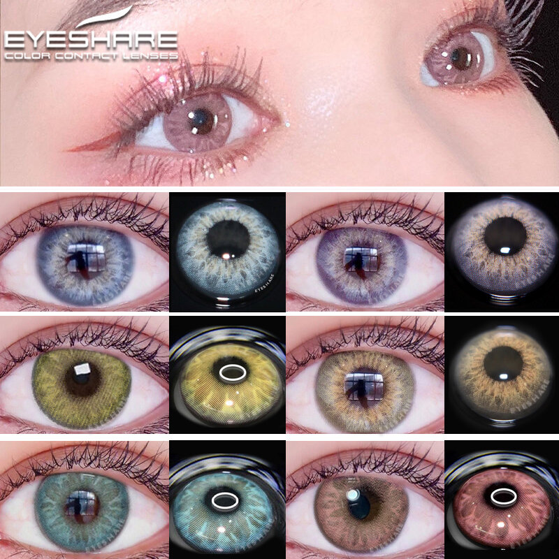 Lentes de contato da cor de eyeshare para os olhos 2 pces lente de contato colorida natural azul bonito anual da cor dos olhos da composição lente dos contatos
