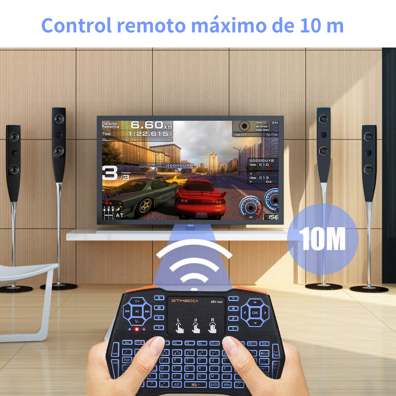 Spainish Mới GTMEDIA Backlit I8X Plus Bàn Phím Mini Không Dây 2.4Ghz Chuột Có Bàn Di Chuột Điều Khiển Từ Xa Dành Cho Android TV hộp Đựng Máy Tính