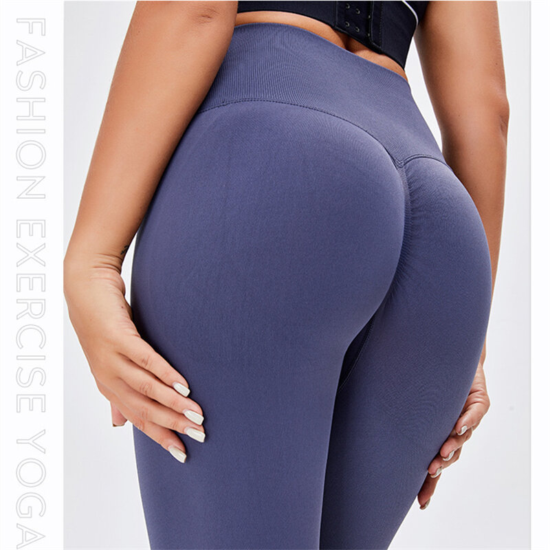 Celana Yoga Nilon Baru 2022 Celana Panjang Pinggang Tinggi Kebugaran Wanita Celana Ketat Pengangkat Pinggul Celana Ketat Elastis Tinggi Wanita Olahraga Push-Up Wanita