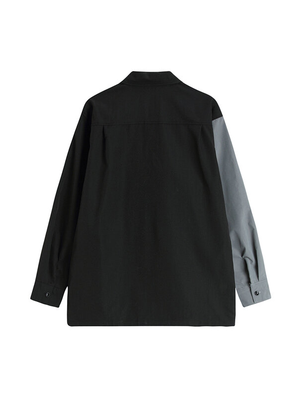 女性のサイドスリットのあるカジュアルな長袖ブラウス,対照的な色のシャツ,ストリートウェア,春秋ファッション,2023