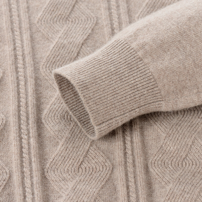 Camisola de caxemira masculina 100% lã de caxemira pura jovem e meia-idade em torno do pescoço de caxemira alta-final roupas de inverno quente.