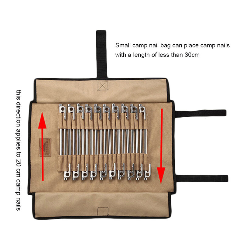 Tent Nail and Hammer Storage Bag Heavy Duty Thickened Tent Accessories Tool Bag for Pegs Stakes Hammer Outdoor Camping Equipment