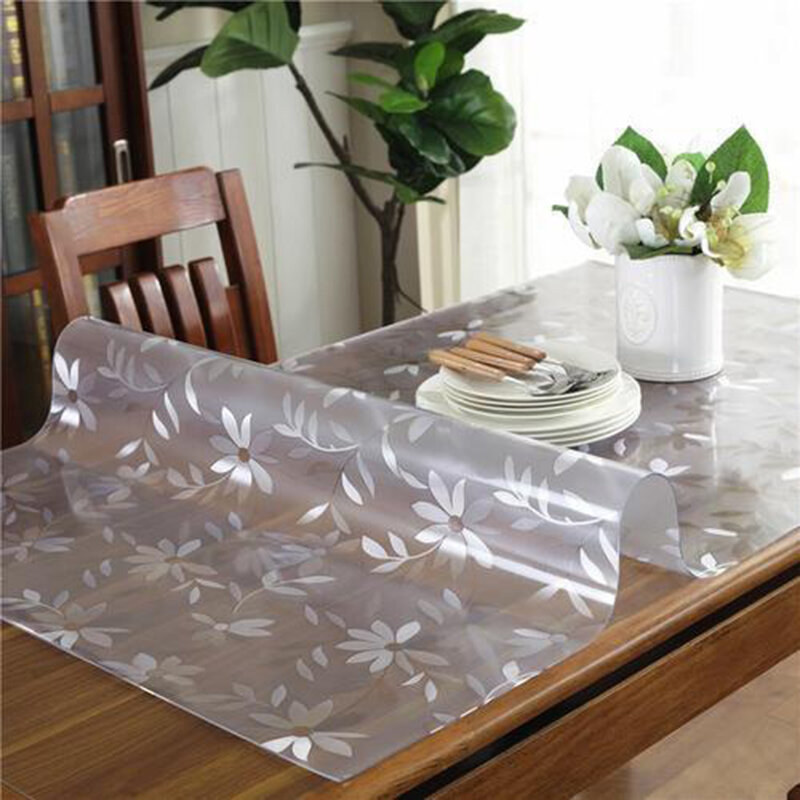 Toalha de mesa de vidro macio claro transparente pvc pano de mesa à prova doilágua oilproof cozinha jantar retangular capa de mesa