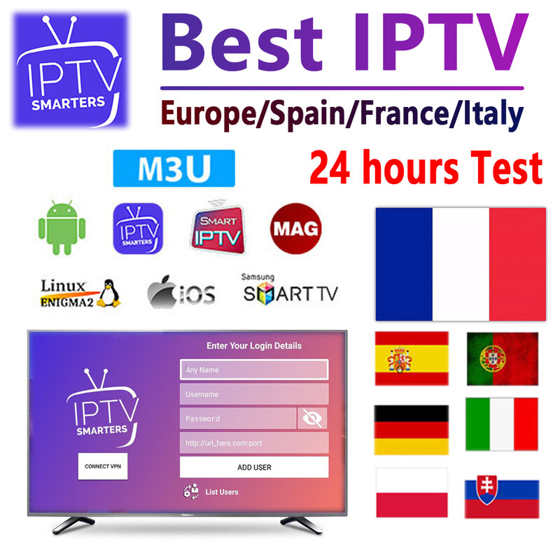 Hot sale Stable Europa 4k Smart TV Smart Pro xxx Live VOD STB IOS PC VLC Enigma2 Free 24 Hours Test