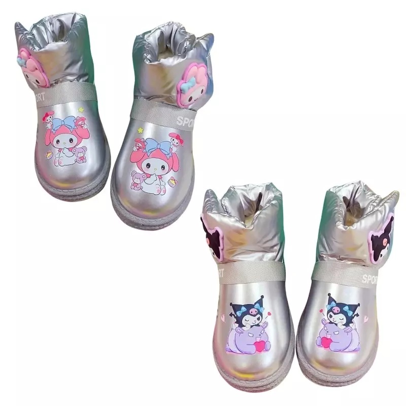 Sanrios-الأطفال بلدي ميلودي Kuromi القطن الثلوج الأحذية ، أحذية الكرتون ، الدافئة ، المضادة للانزلاق ، Kawaii ، الشتاء ، الكرتون ، أنيمي ، هدية