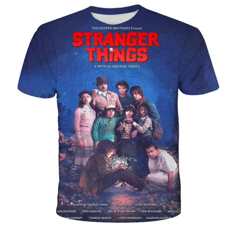 2022 Stranger Things 4 sztuka t-shirty chłopcy dziewczęta moda Cartoon t-shirty dla dzieci Casual t-shirty Hellfire odzież klubowa