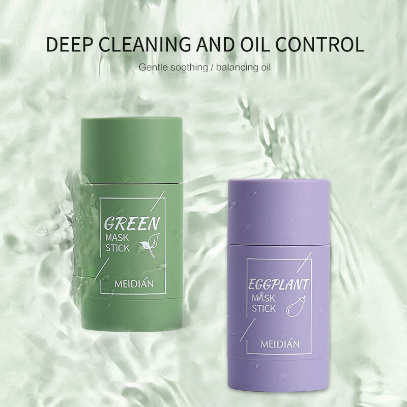 1pcs reinigende grüne Stick grüne Tee maske Reinigung Ton Stick Maske Öl Kontrolle Anti-Akne-Auberginen aufhellung Hautpflege Gesichts maske