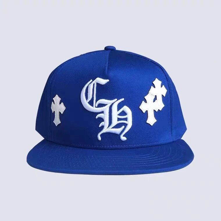 Meichao CH sombrero de béisbol con parche cruzado, gorra de béisbol con bordado de ala plana ajustable, tendencia azul, sombrero de hip-hop de calle alta, gorra su