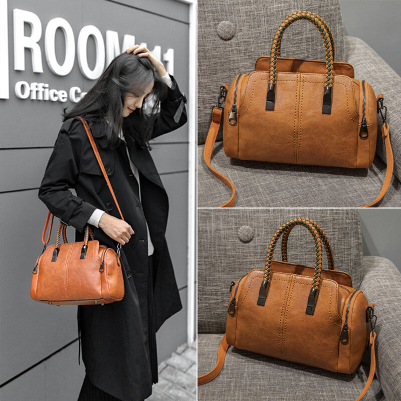 2022 New High Quality Shoulder Bag Messenger Bag All-match Boston Bag Soft Leather Women's Bag Fashion Woven Handbag