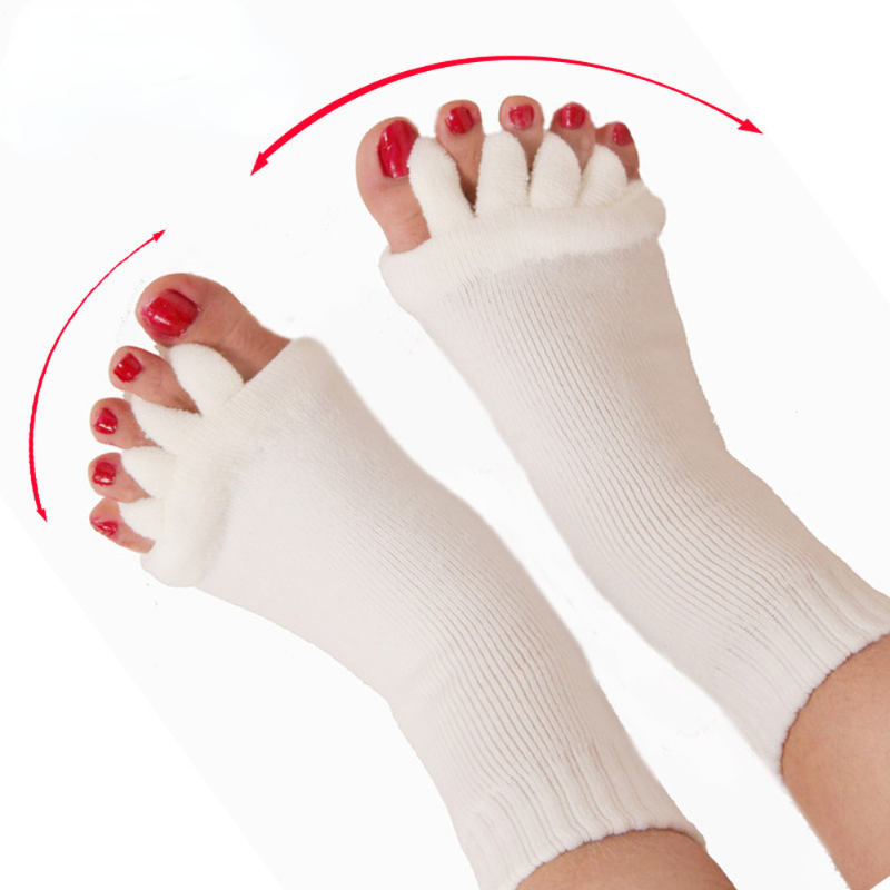 ถุงเท้าห้านิ้วยืดหยุ่นแก้ไขท่าทางระบายอากาศได้ดีป้องกันการติดเชื้อข้าม