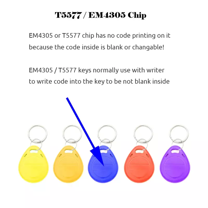 50pcs EM4305 T5577 Blank Key Tag RFID Chip Ring Cards Tags Keytag 125 khz Copy Rewritable Writable Rewrite Duplicate 125khz