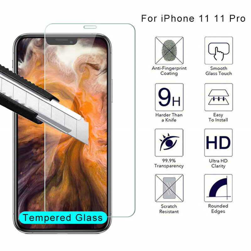 Vetro temperato HD 9H per iphone X XS Max XR 6 6s 7 8 plus 5s 10 proteggi schermo vetro protettivo su iphone 7 8 6 Plus X 5 vetro