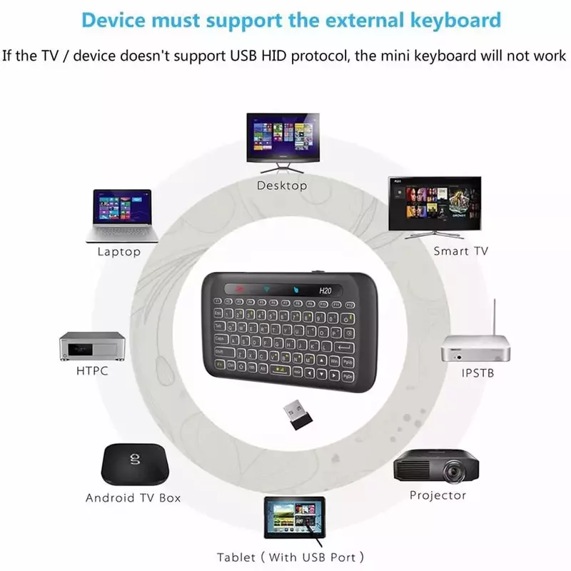 Miniteclado inalámbrico H20 para Android, teclado con retroiluminación, ratón Touchpad Air, IR, control remoto, para decodificador, Windows, PK H18 Plus