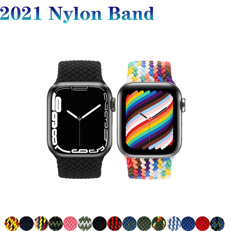 Correia Elástica Trançada de Nylon para Apple Watch, Faixa 44mm, 40mm, 45mm, 41mm, 42mm, 38mm, Série iWatch 6, 7, 5, 4, 8, ultra, 49mm