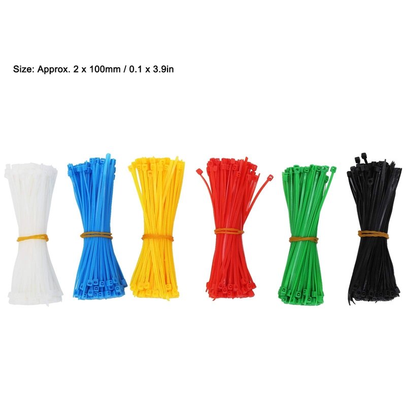 Bridas de nailon autoblocantes para cables, organizador portátil multicolor de 2x100mm, 900 unidades