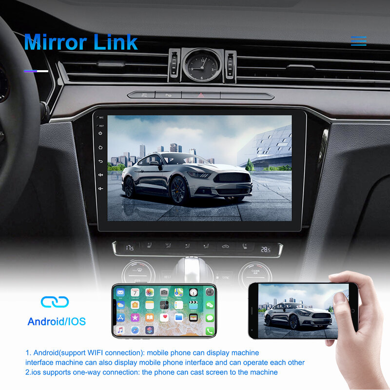 Podofo-reproductor Multimedia con Android para coche, Radio con Audio Estéreo, BT, 2DIN, 10,1 "/9"/7 ", para Toyota, Volkswagen, Hyundai, Kia