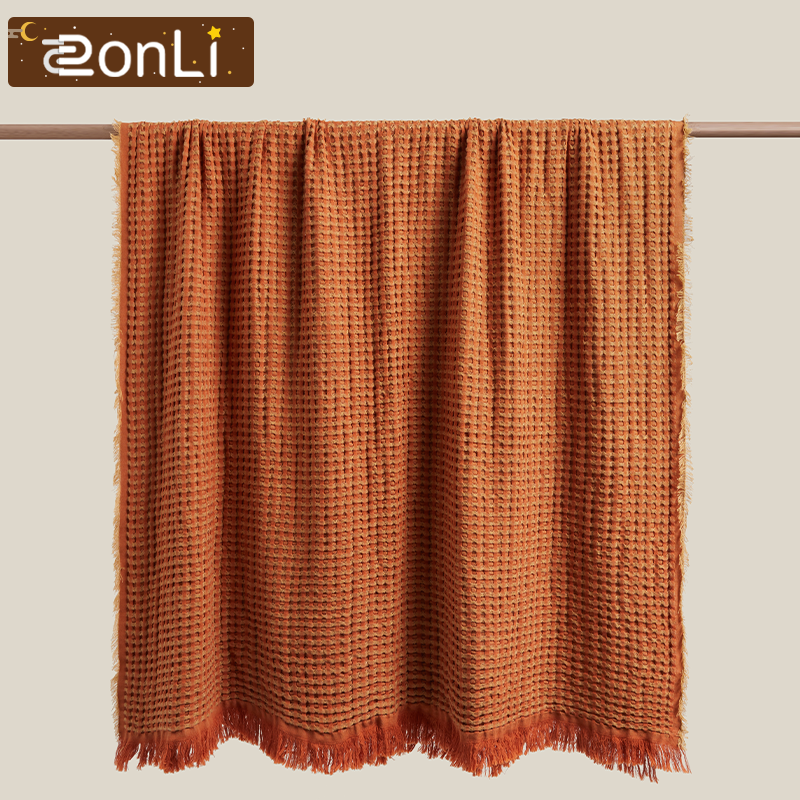 ZonLi ทอผ้าห่ม Nordic Soild สี Tapestry ผ้าคลุมเตียงเครื่องปรับอากาศผ้าห่มสำหรับเตียงโซฟาแบบพกพา Nap ผ้าห่มตก...