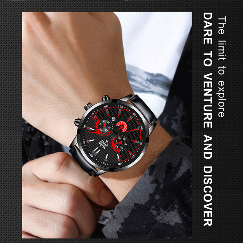 2022 reloj hombre Top Herren Business Leder Quarz Armbanduhr Luxus Mode Männer Uhren Kalender Datum Armband Armband