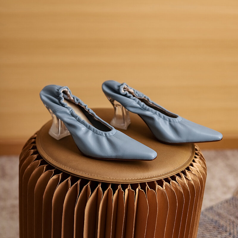 Женские туфли-лодочки из натуральной кожи, длина 22-2022 см