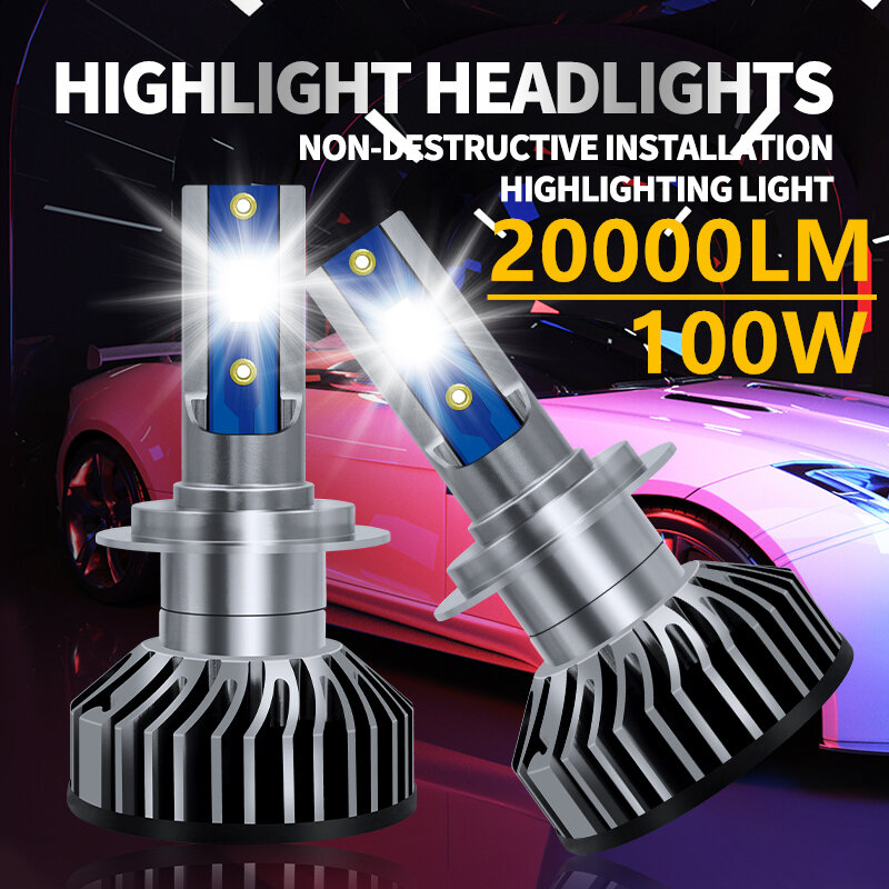 12V 100W H7 Led  Lamp 20000LM Car Headlight H1 H4 H8 H11 9005 9006 9004 9007 H13 Led Bulb Headlight For Car Motorcycle
