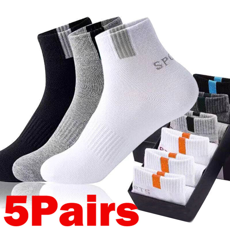 5 pares homens de fibra de bambu outono inverno meias de algodão respirável meias esportivas desodorante respirável meias de negócios tamanho 37-45