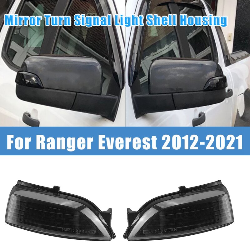 Left Smoked Lens Side Mirror Turn Signal Light Cover Shell Indicator Lamp Housing for Ford Ranger Everest 2012-2020