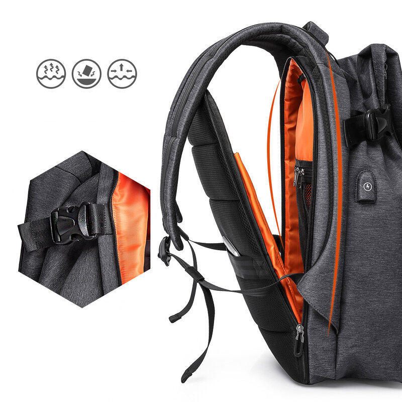 TANGCOOL 22 zaino per Laptop impermeabile multifunzionale di moda per uomo borsa da viaggio per ricarica borsa a tracolla USB di grande capacità