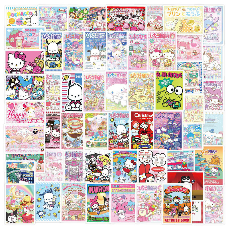 Sanrio Dos Desenhos Animados Adesivos para Laptop e Telefone, Kawaii Graffiti Adesivo, Anime Cartaz, Olá Kitty e Minha Melodia, Bonito e Kawaii, 10 PCs, 30 PCs, 50PCs
