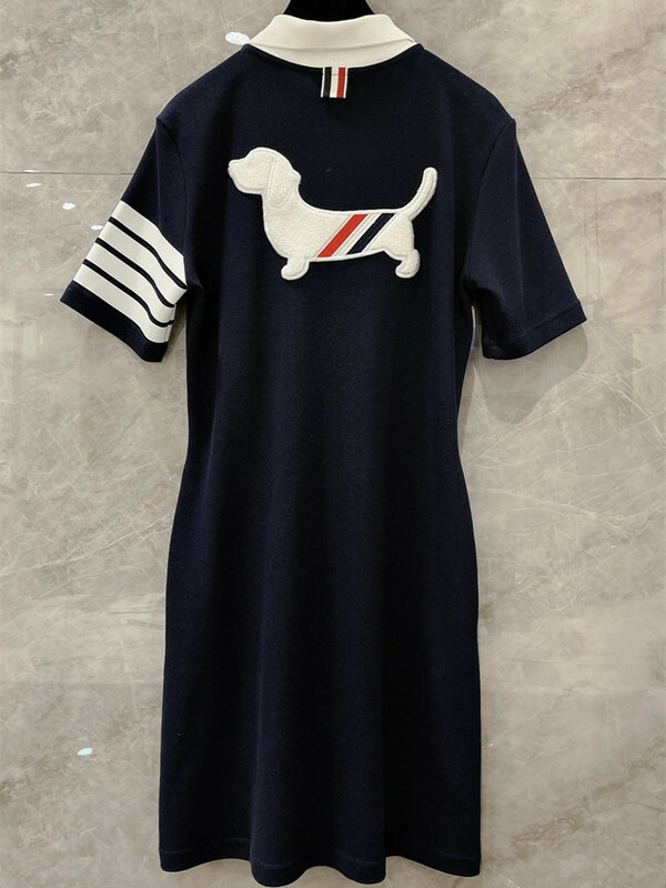 TB summer pure cotton breathable soft and comfortable back embroidered puppy age-reducing POLO dress female