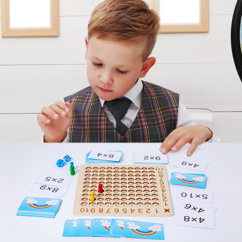 Montessori multiplicação tabela de madeira jogo de tabuleiro crianças aprendizagem brinquedos educativos matemática aritmética ensino didático para crianças